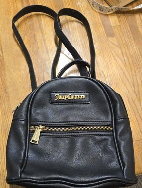 Juicy Couture Black Mini Faux Leather Backpack with Gold Hardware